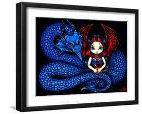 Blue Serpent - a Gothic Fairy and her Dragon-Jasmine Becket-Griffith-Framed Art Print