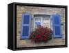Blue Shuttered Windows and Red Flowers, Concarneau, Finistere, Brittany, France, Europe-Ruth Tomlinson-Framed Stretched Canvas