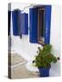 Blue Shutters, Plaka, Old Village, Milos, Cyclades Islands, Greek Islands, Greece, Europe-Tuul-Stretched Canvas