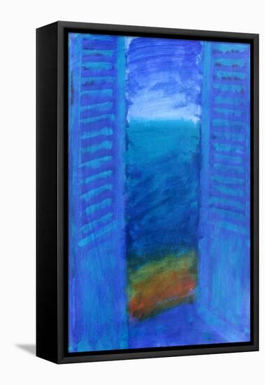 Blue Shutters-Sara Hayward-Framed Stretched Canvas