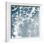 Blue Silver Floral Stamp-Jace Grey-Framed Art Print