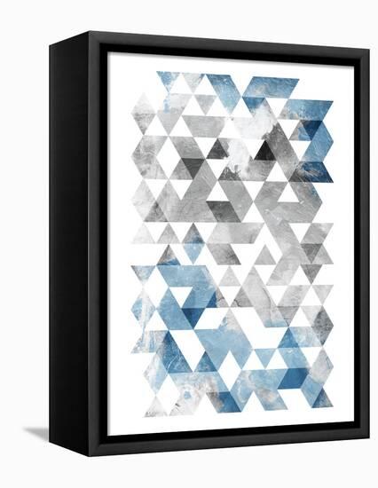 Blue Silver Triangles Mates-OnRei-Framed Stretched Canvas