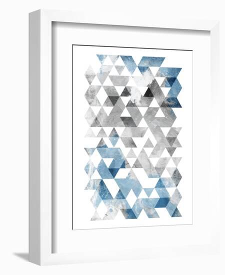 Blue Silver Triangles Mates-OnRei-Framed Art Print