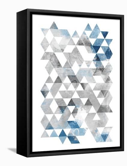 Blue Silver Triangles-OnRei-Framed Stretched Canvas