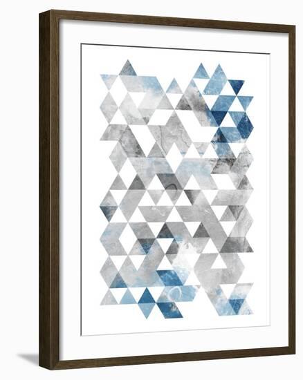 Blue Silver Triangles-OnRei-Framed Art Print