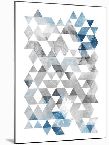 Blue Silver Triangles-OnRei-Mounted Art Print