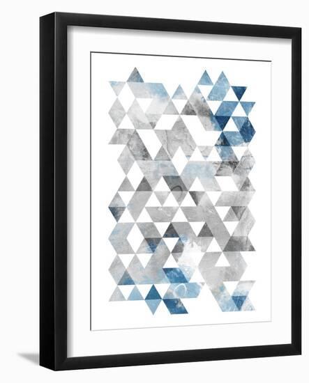 Blue Silver Triangles-OnRei-Framed Art Print