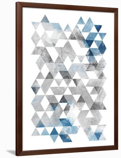 Blue Silver Triangles-OnRei-Framed Art Print