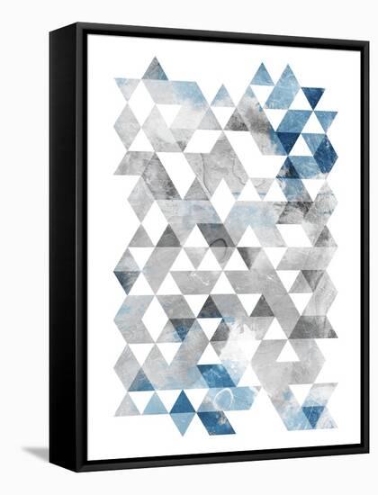 Blue Silver Triangles-OnRei-Framed Stretched Canvas