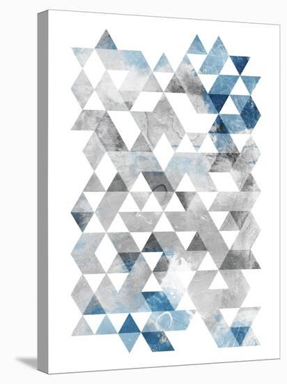 Blue Silver Triangles-OnRei-Stretched Canvas