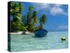 Blue Skiff Bora Bora Lagoon-Lawrence Da Luz Photography-Stretched Canvas