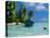 Blue Skiff Bora Bora Lagoon-Lawrence Da Luz Photography-Stretched Canvas