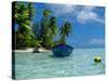 Blue Skiff Bora Bora Lagoon-Lawrence Da Luz Photography-Stretched Canvas