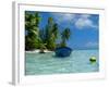 Blue Skiff Bora Bora Lagoon-Lawrence Da Luz Photography-Framed Photographic Print