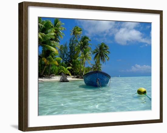 Blue Skiff Bora Bora Lagoon-Lawrence Da Luz Photography-Framed Photographic Print
