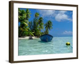 Blue Skiff Bora Bora Lagoon-Lawrence Da Luz Photography-Framed Photographic Print