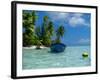 Blue Skiff Bora Bora Lagoon-Lawrence Da Luz Photography-Framed Photographic Print