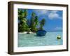 Blue Skiff Bora Bora Lagoon-Lawrence Da Luz Photography-Framed Photographic Print