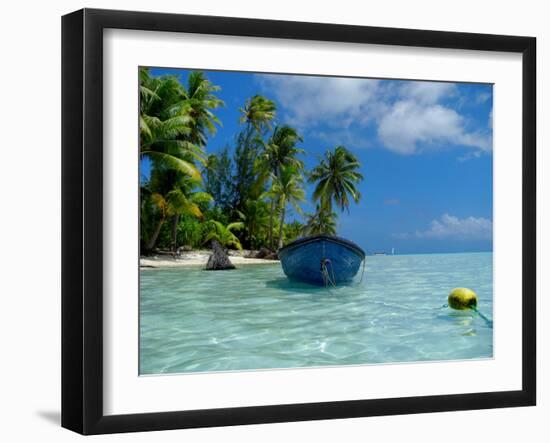 Blue Skiff Bora Bora Lagoon-Lawrence Da Luz Photography-Framed Photographic Print