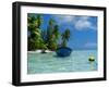 Blue Skiff Bora Bora Lagoon-Lawrence Da Luz Photography-Framed Photographic Print