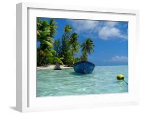 Blue Skiff Bora Bora Lagoon-Lawrence Da Luz Photography-Framed Photographic Print