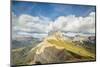 Blue sky and clouds on the rocky peaks of the Odle mountain range seen from Seceda, Val Gardena, Tr-Roberto Moiola-Mounted Photographic Print