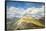 Blue sky and clouds on the rocky peaks of the Odle mountain range seen from Seceda, Val Gardena, Tr-Roberto Moiola-Framed Stretched Canvas