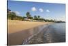 Blue Sky and Palm Trees Frame the Beach and the Caribbean Sea, Hawksbill Bay, Antigua-Roberto Moiola-Stretched Canvas