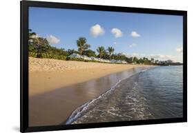 Blue Sky and Palm Trees Frame the Beach and the Caribbean Sea, Hawksbill Bay, Antigua-Roberto Moiola-Framed Photographic Print