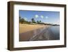 Blue Sky and Palm Trees Frame the Beach and the Caribbean Sea, Hawksbill Bay, Antigua-Roberto Moiola-Framed Photographic Print