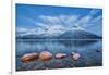 Blue sky at dusk and snowy peaks are reflected in the frozen sea at Oteren Storfjorden Lapland Lyng-ClickAlps-Framed Photographic Print