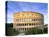Blue sky at sunrise frames the ancient Colosseum (Flavian Amphitheatre), UNESCO World Heritage Site-Roberto Moiola-Stretched Canvas