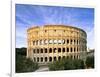 Blue sky at sunrise frames the ancient Colosseum (Flavian Amphitheatre), UNESCO World Heritage Site-Roberto Moiola-Framed Photographic Print