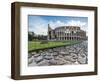 Blue sky at sunrise frames the ancient Colosseum (Flavian Amphitheatre), UNESCO World Heritage Site-Roberto Moiola-Framed Photographic Print