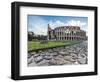 Blue sky at sunrise frames the ancient Colosseum (Flavian Amphitheatre), UNESCO World Heritage Site-Roberto Moiola-Framed Photographic Print