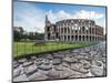 Blue sky at sunrise frames the ancient Colosseum (Flavian Amphitheatre), UNESCO World Heritage Site-Roberto Moiola-Mounted Photographic Print