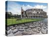 Blue sky at sunrise frames the ancient Colosseum (Flavian Amphitheatre), UNESCO World Heritage Site-Roberto Moiola-Stretched Canvas