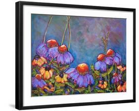 Blue Sky Coneflowers-Blenda Tyvoll-Framed Art Print