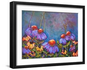 Blue Sky Coneflowers-Blenda Tyvoll-Framed Art Print