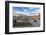 Blue sky frames a statue in the old square of the city center of Narvik, Ofotfjorden, Nordland, Nor-Roberto Moiola-Framed Photographic Print