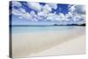 Blue Sky Frames the White Sand and the Turquoise Caribbean Sea, Ffryes Beach, Antigua-Roberto Moiola-Stretched Canvas