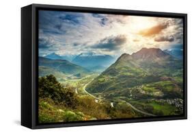 Blue Sky over Pyrenees Mountains-NejroN Photo-Framed Stretched Canvas