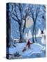 Blue Sledding Christmas-sylvia pimental-Stretched Canvas