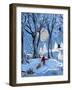 Blue Sledding Christmas-sylvia pimental-Framed Art Print