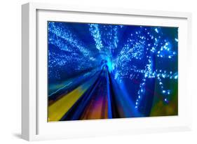 Blue Sparks Rail Abstract Underground Railway Pudong Bund Shanghai, China. Black Hole of Shanghai-William Perry-Framed Photographic Print
