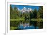 Blue spruce trees and the Grand Tetons, Schwabacher Landing, Grand Teton National Park, Wyoming-Roddy Scheer-Framed Photographic Print