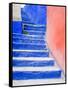 Blue Stairs Leading to Restaurant, Guanajuato, Mexico-Julie Eggers-Framed Stretched Canvas