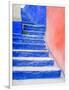 Blue Stairs Leading to Restaurant, Guanajuato, Mexico-Julie Eggers-Framed Photographic Print