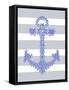 Blue Starfish Anchor on Grey and White-Fab Funky-Framed Stretched Canvas