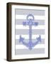 Blue Starfish Anchor on Grey and White-Fab Funky-Framed Art Print